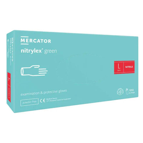 Manusi de examinare nitril nepudrate Nitrylex Green, 100 buc.