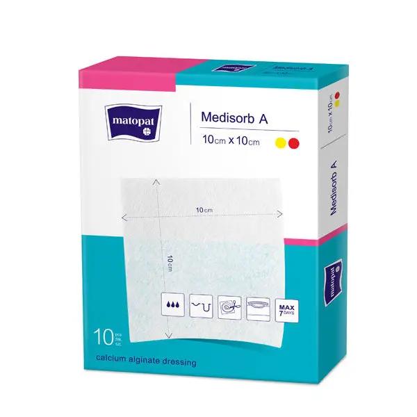 Pansament steril cu alginat de calciu MEDISORB A, 10 cm X 10 cm, 10 bucati