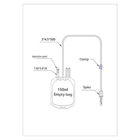 Punga de transfer cu spike si port injector, 150 ml