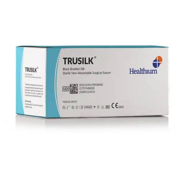 Fire sutura neresorbabile matase TRUSILK cu ac, 12 buc.