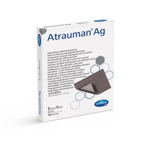 Pansamente Atrauman Ag, cu argint, 5 cm x 5 cm, 10 buc.