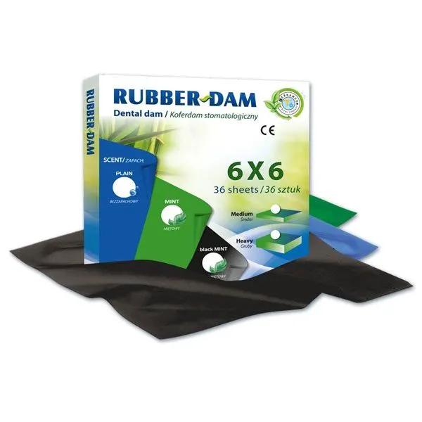 Campuri diga negre Rubber-Dam, 6" x 6", Cerkamed