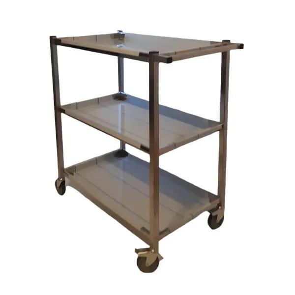 Carucior transport alimente, din inox, cu 3 blaturi
