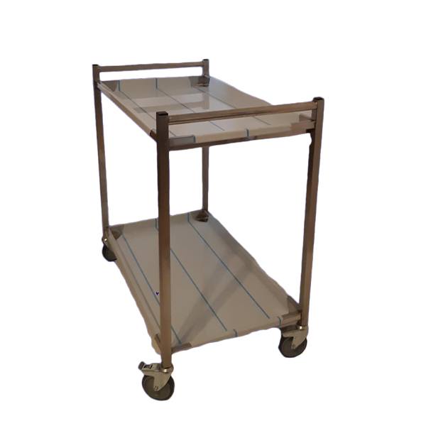 Carucior inox transport materiale sanitare cu 2 blaturi|Medizone