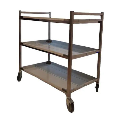 Carucior inox transport materiale sanitare cu 3 blaturi