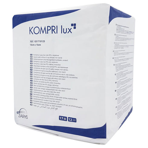 Comprese din tifon, nesterile, KOMPRI lux, 10 cm X 10 cm, 100 buc., 12 pliuri|Medizone