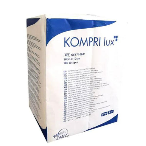 Comprese din tifon, nesterile, KOMPRI lux, 10 cm X 10 cm, 100 buc., 8 pliuri