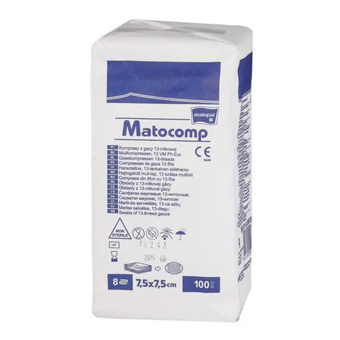 Comprese nesterile din tifon MATOCOMP, 100 bucati