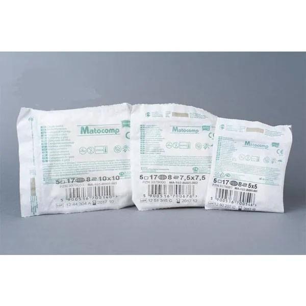 Comprese sterile din tifon MATOCOMP, 8 straturi, blister 5 bucati