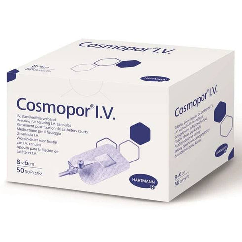 Plasturi sterili fixare branula COSMOPOR I.V., 8 x 6 cm, 50 buc.|Medizone