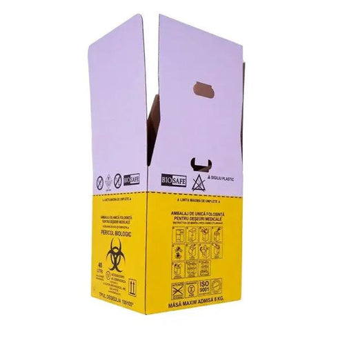 Cutie carton deseuri infectioase, cu sac, 40 L