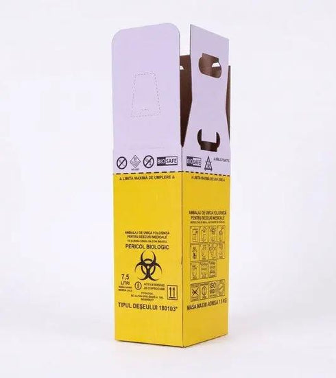 Cutie carton deseuri infectioase, cu sac, 7.5 L