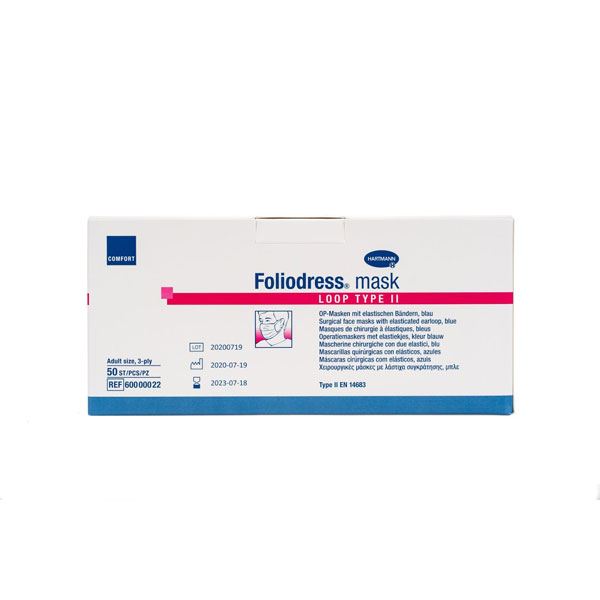 Masca chirurgicala cu elastic Foliodress Mask Loop Type II, 50 buc.|Medizone