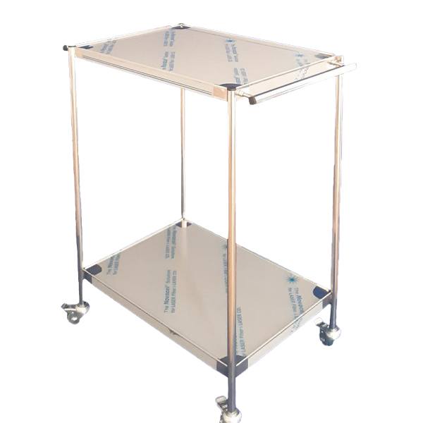 Masa instrumentar inox cu manere orizontale si 2 blaturi|Medizone