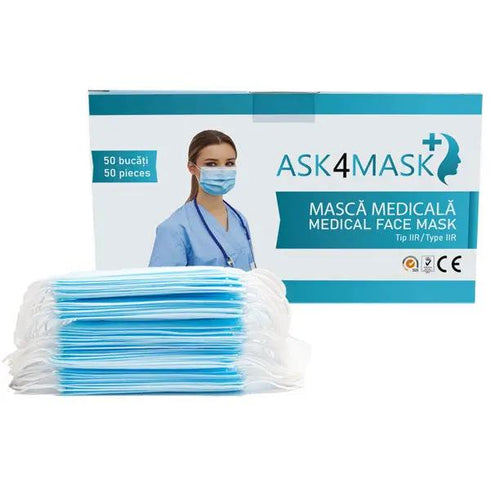 Masti medicale 3 pliuri, 50 buc.- Fabricat in ROMANIA