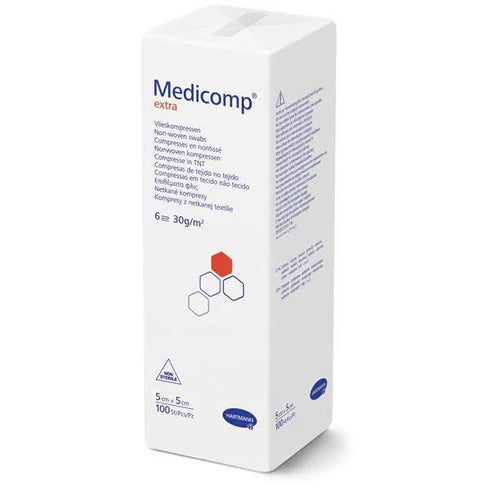 Comprese nesterile din netesut, 6 straturi, MEDICOMP EXTRA, 100 buc.