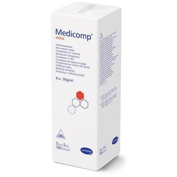 Comprese nesterile din netesut, 6 straturi, MEDICOMP EXTRA, 100 buc.