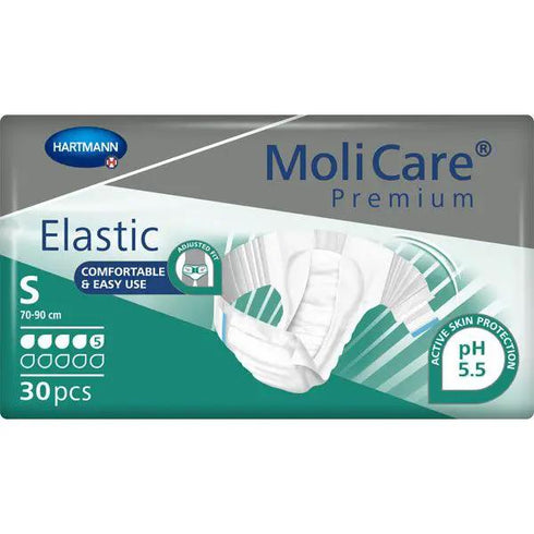 Scutece adulti MoliCare Premium Elastic 5 picaturi, mar. S, 30 buc.