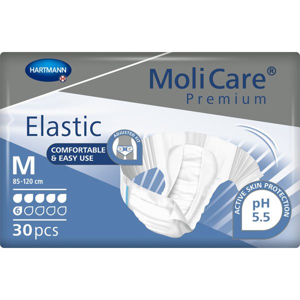 Scutece adulti MoliCare Premium Elastic 6 picaturi, mar. M, 30 buc.
