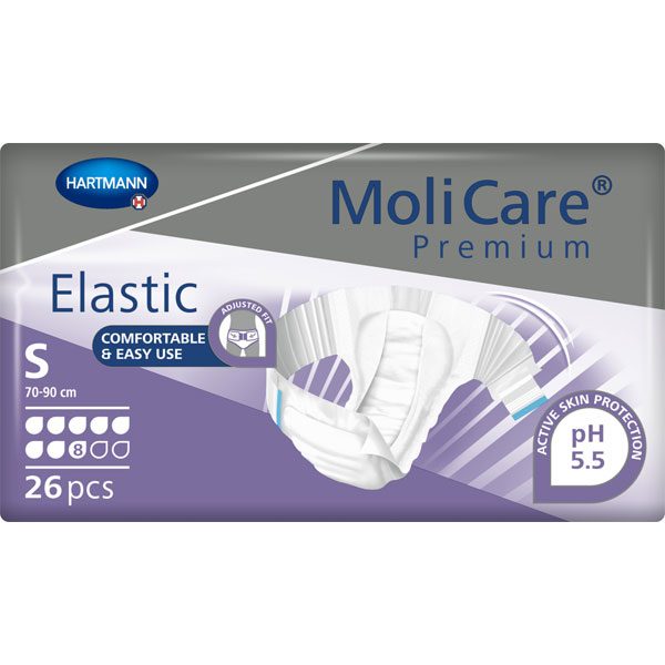 Scutece adulti MoliCare Premium Elastic 8 picaturi, mar. S, 26 buc.