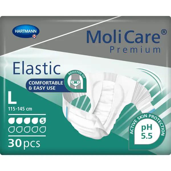 Scutece adulti MoliCare Premium Elastic 5 picaturi, mar. L, 30 buc.