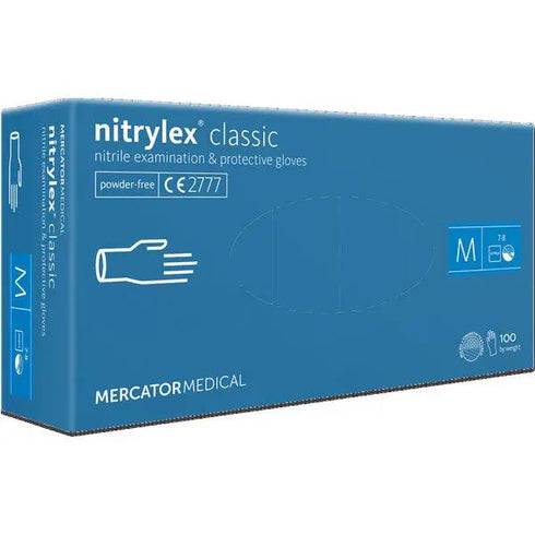 Manusi de examinare nitril nepudrate Nitrylex, Classic Blue, 100 buc.