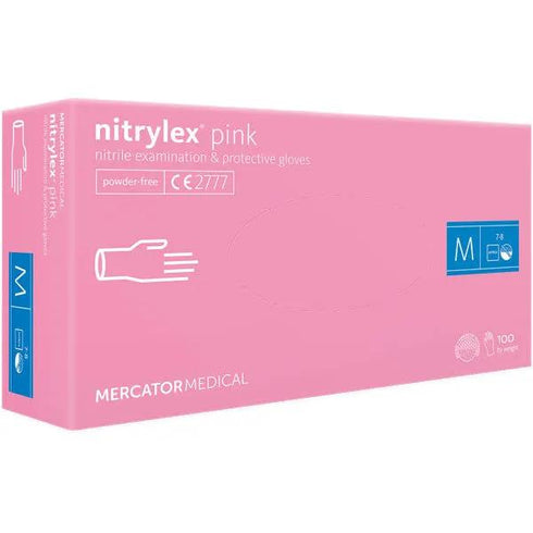 Manusi de examinare nitril nepudrate Nitrylex Pink, 100 buc.