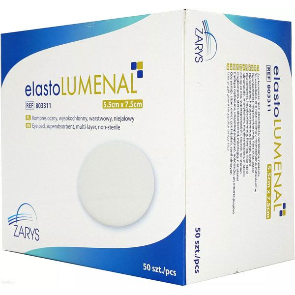 Pansament pentru ochi nesteril elastoLUMENAL, 5,5 cm x 7,5 cm, 50 buc.|Medizone