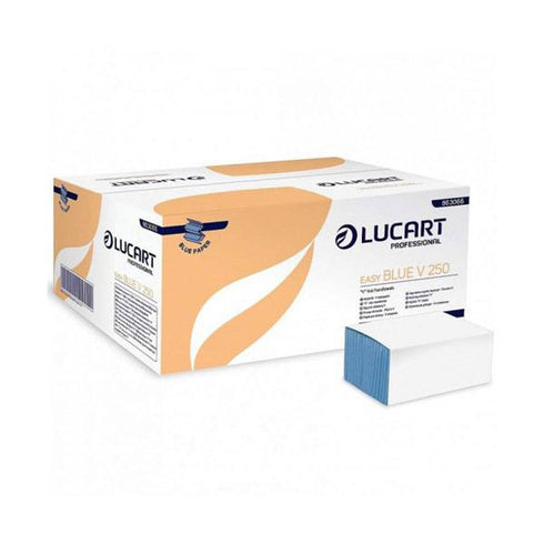 Prosoape de hartie pliate Lucart Easy, 1 strat - albastre