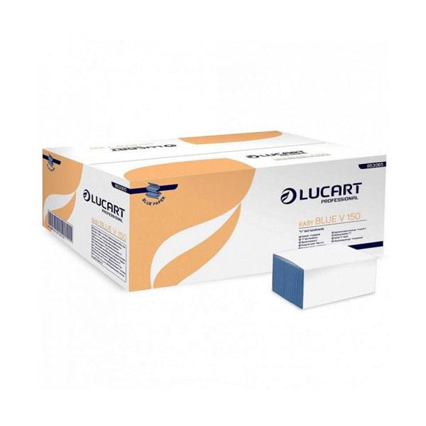 Prosoape de hartie pliate Lucart Easy, 2 straturi - albastre