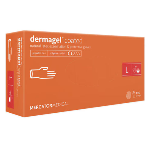 Manusi examinare latex nepudrate Dermagel Coated, 100 buc.