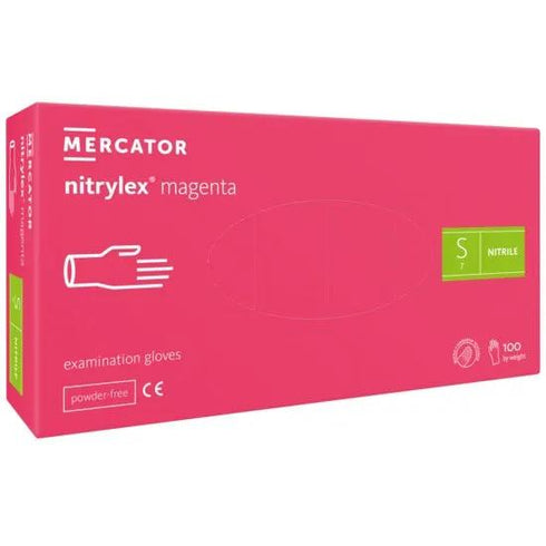 Manusi de examinare nitril nepudrate Nitrylex Magenta, 100 buc.
