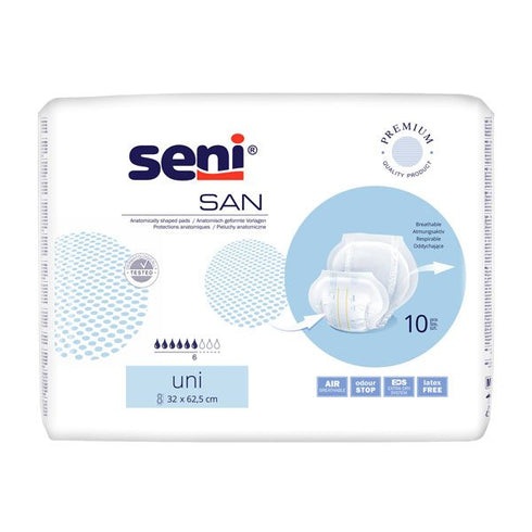 Absorbant urologic SENI SAN UNI, 6 picaturi, 10 bucati|Medizone