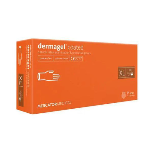 Manusi examinare latex nepudrate Dermagel Coated, 100 buc.