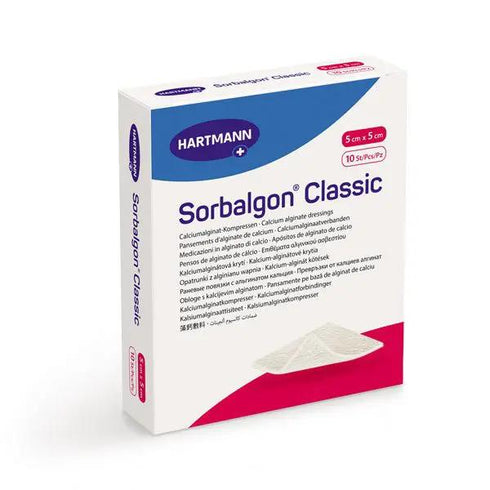 Pansament alginat de calciu Sorbalgon, 5 cm x 5 cm, 10 buc.