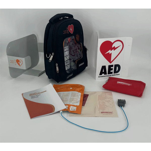 Defibrilator extern semi-automat DEFI 5S PRO cu meniu in limba romana+geanta+suport perete+kit prim-ajutor