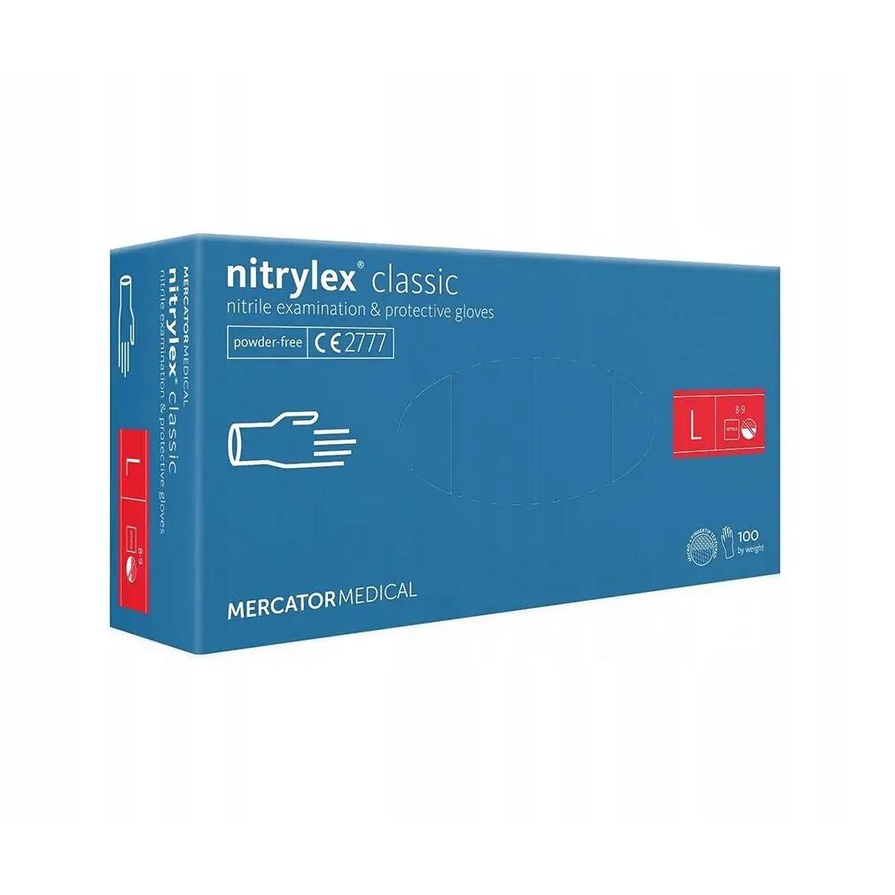 Manusi de examinare nitril nepudrate Nitrylex, Classic Blue, 100 buc.