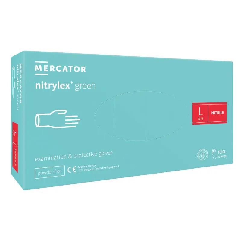 Manusi de examinare nitril nepudrate Nitrylex Green, 100 buc.