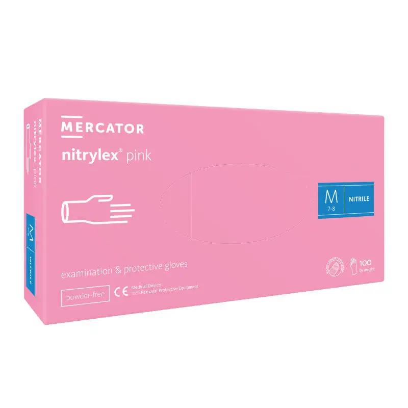 Manusi de examinare nitril nepudrate Nitrylex Pink, 100 buc.