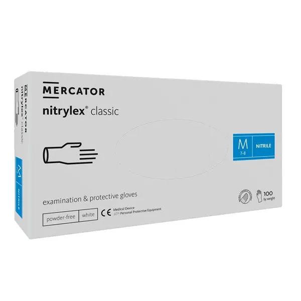 Manusi de examinare nitril nepudrate Nitrylex, Classic White, 100 buc.