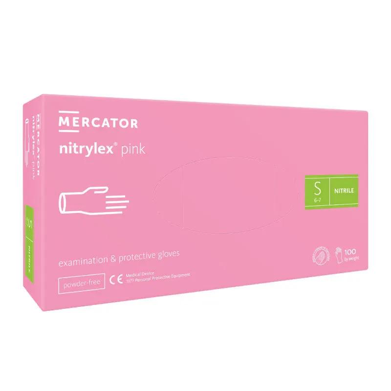 Manusi de examinare nitril nepudrate Nitrylex Pink, 100 buc.