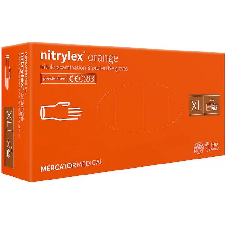 Manusi de examinare nitril nepudrate Nitrylex Orange, 100 buc.