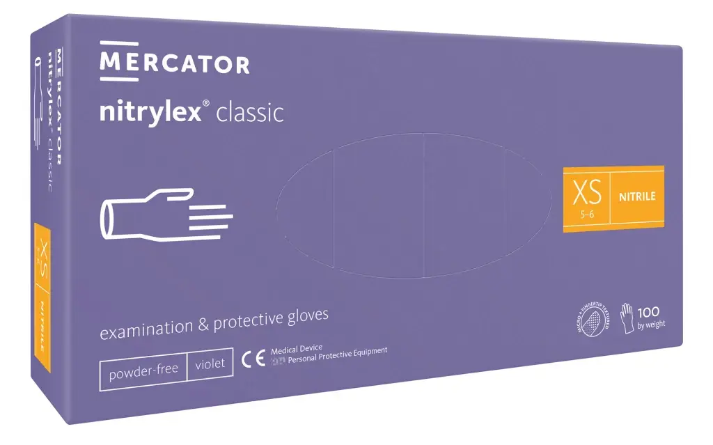 Manusi de examinare nitril nepudrate Nitrylex, Classic Violet, 100 buc.