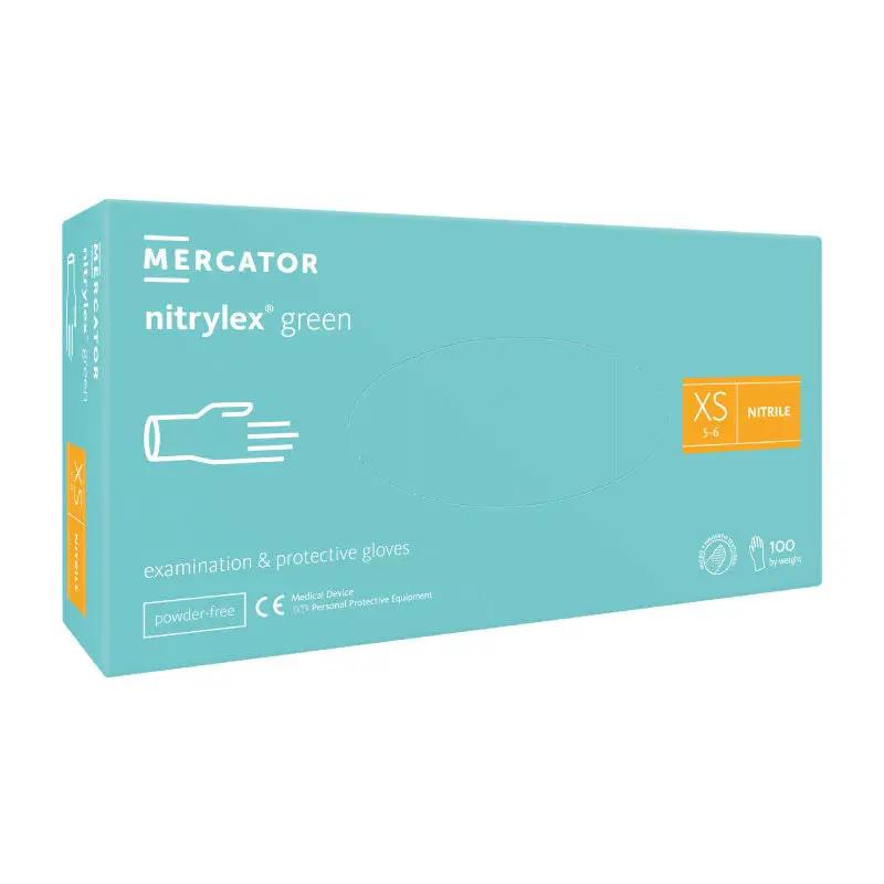 Manusi de examinare nitril nepudrate Nitrylex Green, 100 buc.