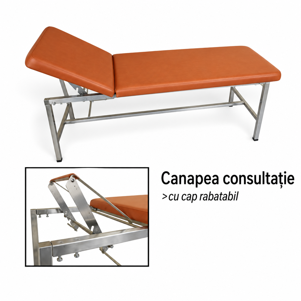 Canapea examinare, inox, cu suport hartie