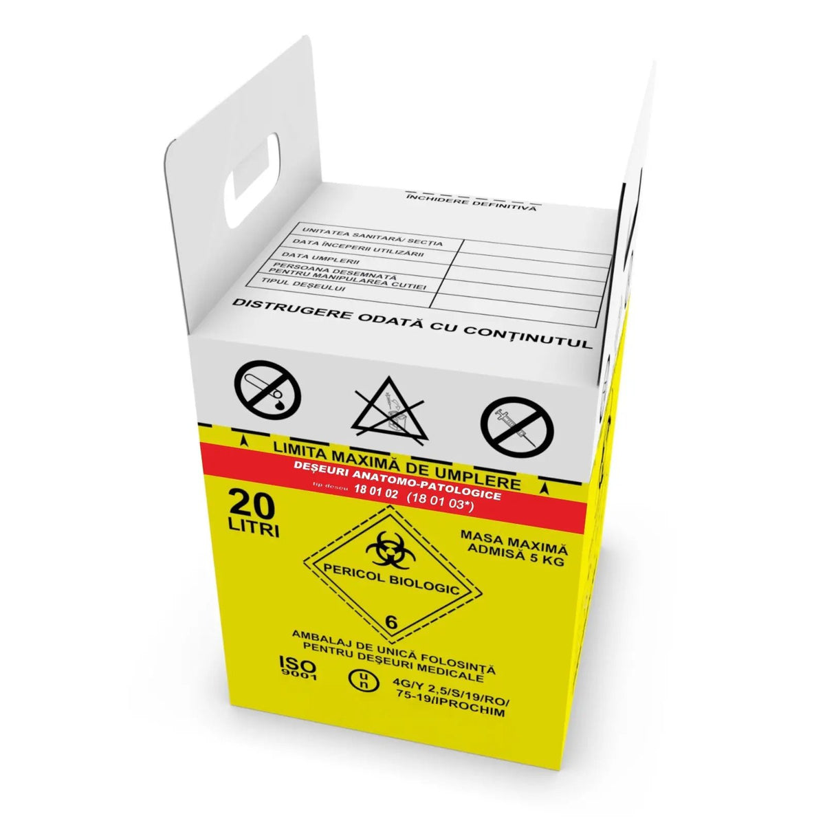 Cutii carton pentru deseuri anatomo-patologice, 20 L