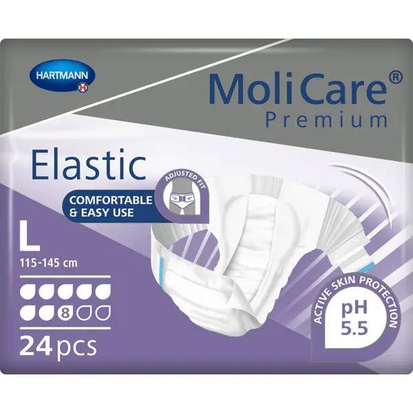 Scutece adulti MoliCare Premium Elastic 8 picaturi, mar. L, 24 buc.