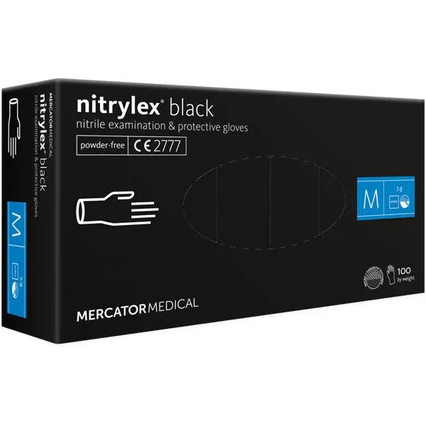 Manusi de examinare nitril nepudrate Nitrylex Black, 100 buc.