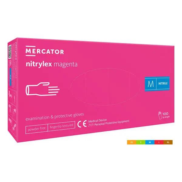 Manusi de examinare nitril nepudrate Nitrylex Magenta, 100 buc.