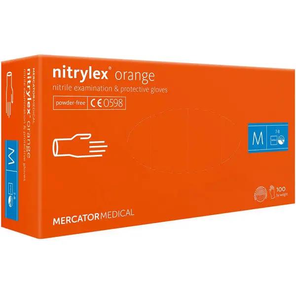 Manusi de examinare nitril nepudrate Nitrylex Orange, 100 buc.